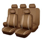 Flying Banner car seat Covers Full Set Faux Leather Air Mesh Breathable Man Lady Airbag Compatible Rear Bench Split 40/60 50/50 60/40 Truck Pick Up (Full Set - Low Back, Solid Beige) - color: Solid Beige
