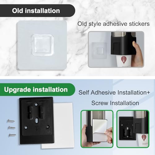 Cup Dispenser, Wall Mounted Water Cooler Cup Dispenser for 3oz-5oz Disposable Cups, Bathroom Cup Holder, Plastic Paper Cup Dispenser with Adhesive/Screw Mount for Office, Hospital, Bathroom - color: Black
