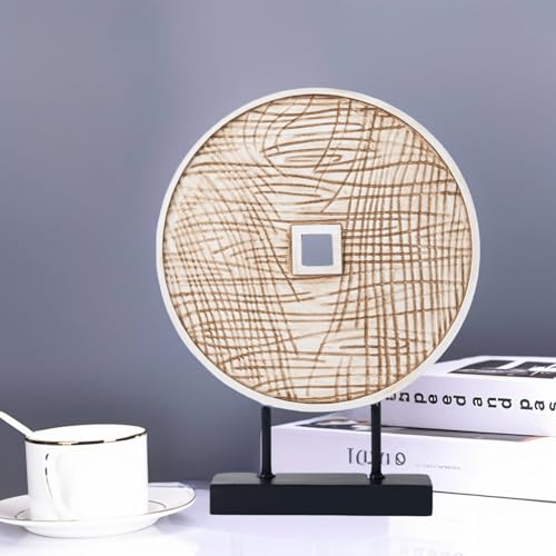 Round Sculpture Decorative Objects Shelf Decor Aesthetic Home Decor Items Accents for Living Room Console Table Decorations (White) - color: White