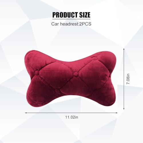 2PCS Car Headrest Pillow, Comfortable Ergonomic Design Vehicle Seat Neck Pillow for Driving Fatigue Relief, Soft Breathable Automotive Interior Head Rest Cushion Pad, Universal Fit (Wine Red) - color: Wine Red