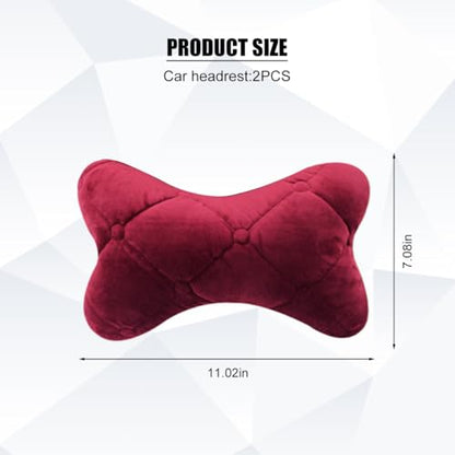 2PCS Car Headrest Pillow, Comfortable Ergonomic Design Vehicle Seat Neck Pillow for Driving Fatigue Relief, Soft Breathable Automotive Interior Head Rest Cushion Pad, Universal Fit (Wine Red) - color: Wine Red