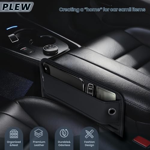 2-Pack Car Seat Gap Filler Organizer - Upgraded Anti-Slip Strap Design - Premium Leather Side Console Pocket - Prevent Phone Falling - (0.2”-1.2" Gaps),Clever Gifts For SUV, Truck & Sedan, Black - color: Black Obsidian(2 Packs)