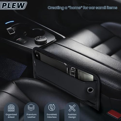2-Pack Car Seat Gap Filler Organizer - Upgraded Anti-Slip Strap Design - Premium Leather Side Console Pocket - Prevent Phone Falling - (0.2”-1.2" Gaps),Clever Gifts For SUV, Truck & Sedan, Black - color: Black Obsidian(2 Packs)
