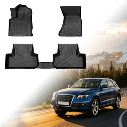 Floor Mats for Audi Q5 2009-2011 2012 2013 2014 2015 2016 2017, TPE 2010 Q5 Floor Mats 1st & 2nd Row,Waterproof Summer Winter Non-Slip All Weather Floor Liners Car Accessories - style: 12)2009-2017|Q5|Front&Rear Row