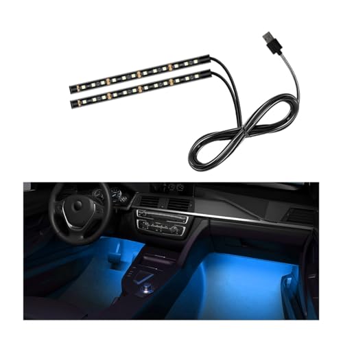 Car LED Strip Light, 24 LEDs RGB Neon Interior Atmosphere Lights, 12V Under Dash Ambient Night Light, USB Port Auto Interior Decorative Lamp, Universal Car Accessories (Ice Blue) - color: Ice Blue, size: 24 LED, USB Port