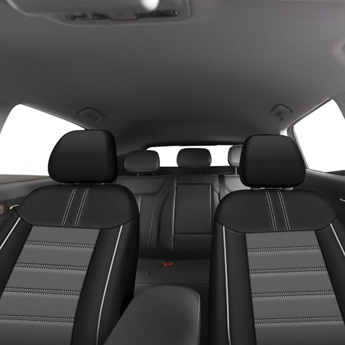 Leather Car Seat Covers, Air Cool Mesh Design, Airbag Compatible Car Seat Covers Front Seats, Enhanced Comfort for Most Cars, SUVs, Vans - Grey