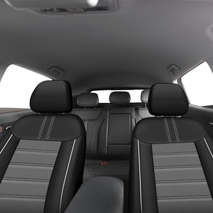 Leather Car Seat Covers, Air Cool Mesh Design, Airbag Compatible Car Seat Covers Front Seats, Enhanced Comfort for Most Cars, SUVs, Vans - Grey