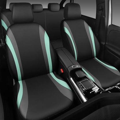 CAR PASS EVA Waterproof Car Seat Covers Full Set, Mint Seat Covers for Cars,Airbag Compatible,Universal Fit Sedans,Vans,SUVs,Trucks (Black and Mint) - color: Black Mint, size: full set