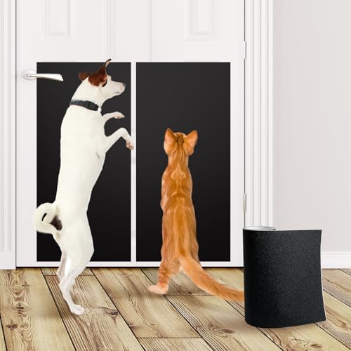 BNOSDM Self-Adhesive Dog Nail File Scratcher Emery Paper Cat Nail Scratch Board Replacement Sandpaper, Cuttable Pet Furniture Scratching Pad Protector for Door and Wall (12in*16ft, Black) - size: 12x197in-16ft