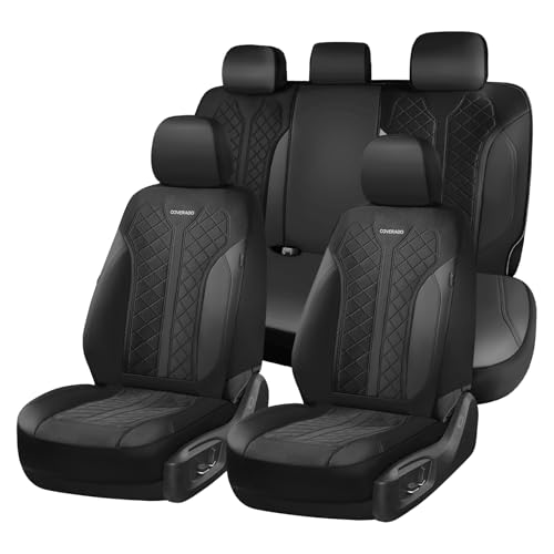 Coverado Car Seat Covers 5 Seats, Seat Covers Full Set, Mesh Breathable Seat Protectors, 5-Piece Spill-Proof Black Automotive Seat Covers, Universal Fit for SUV, Sedan, Truck - color: A-Black, size: FullSet