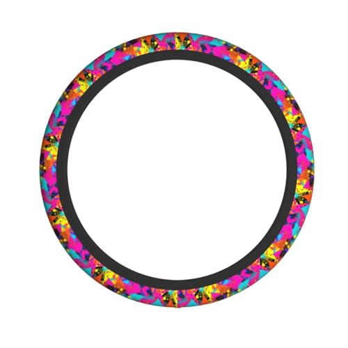 Retro 80s 90s Steering Wheel Covers Non Slip Neoprene Universal 15 Inch Steering Wheel Protector Car Cover for Men Women - color: 80s 90s