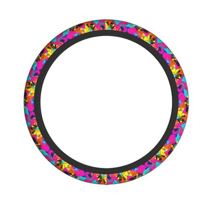 Retro 80s 90s Steering Wheel Covers Non Slip Neoprene Universal 15 Inch Steering Wheel Protector Car Cover for Men Women - color: 80s 90s
