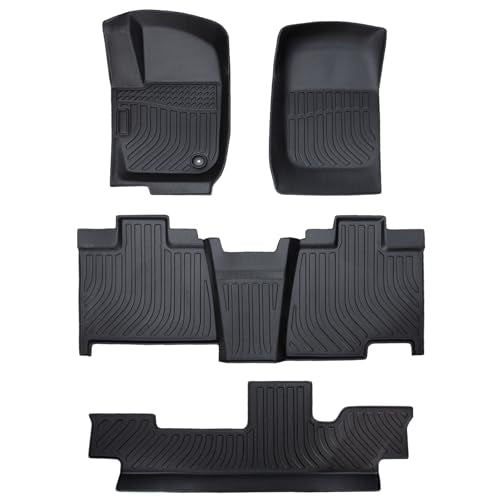 All Weather Rubber Car Floor Mats Compatible with 2006-2010 Ford Explorer Bench 7Seats,TPE Rubber Full Set Includes 1st 2nd,3 Row Front Maximum (for 2006-2010 Ford Explorer Bench 7Seats) - color: black