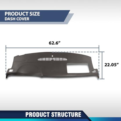 PIT66 TPE Dash Cover Dashboard Bezel Compatible with Chevy Tahoe Suburban Avalanche Silverado/GMC Yukon XL Sierra 2007 2008 2009 2010 2011 2012 2013 2014, Fit Models Without Dash Speaker & Amp Brown - size: 2007-2014 Silverado/Sierra (Brown)