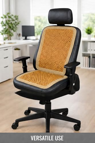 Wood Beaded Comfort Seat Cushion Seat Cover – Wooden Beaded Car Seat Cover – Natural Wood Double Strung Beads – Massage Comfort Car Chair Cushion– Universal SUV Auto Office Home - color: Natural