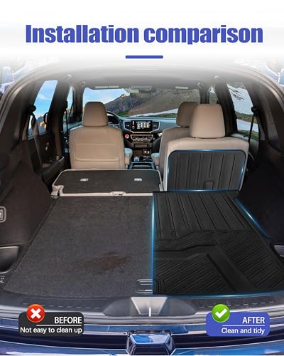 Cargo Liners Backrest Mat for Honda Passport Accessories 2019-2025 with Hook&Loop Rear Trunk Mat Rear Seat Back Cover Protector All Weather Anti-Slip Split Dog Liner 3 PCS - color: Honda Passport 2019-2025, size: Backrest Mat + Trunk Mat