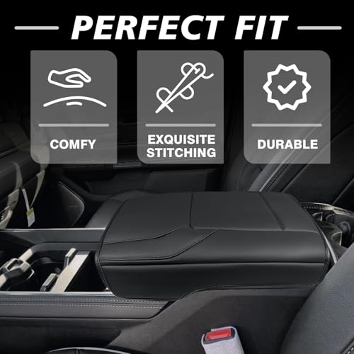 Center Console Armrest Cover Fit for Dodge Ram1500 2500 3500 2019-2026 Accessories, Comfort Armrest Pad Console Lid Cushion Vegan Leather Regular Thick(Bucket Seat ONLY, NO Limited,Laramie) - size: 3) 19-25 |Ram1500/2500/3500|Bucket Seat,Regular,V1