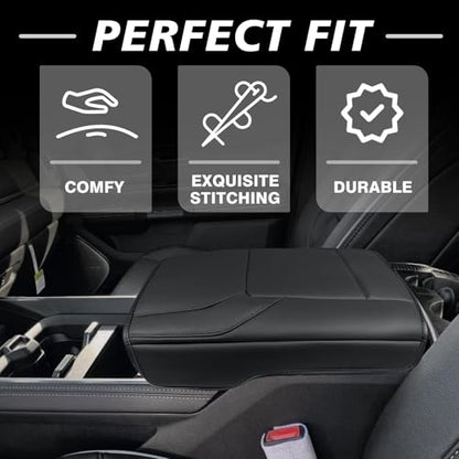Center Console Armrest Cover Fit for Dodge Ram1500 2500 3500 2019-2026 Accessories, Comfort Armrest Pad Console Lid Cushion Vegan Leather Regular Thick(Bucket Seat ONLY, NO Limited,Laramie) - size: 3) 19-25 |Ram1500/2500/3500|Bucket Seat,Regular,V1