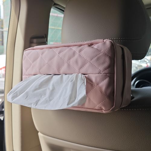 Car Tissue Holder for 120 Standard Tissue,Leather PU Tissues Box Cover for Car Backseat,Extra Large Rectangle Napkin Holder Soft Rectangular,Fits for Kleenex tissues,for Storage& Organization (Pink) - color: Pink