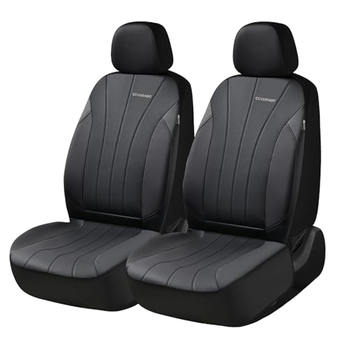 Coverado Car Seat Covers Front Seats, Automotive Seat Covers 2 Pack, Leather Car Seat Covers, Airbag-Compatible, Spill-Proof Design, Black Seat Covers for SUV Sedan Truck - color: Black, size: FrontPair