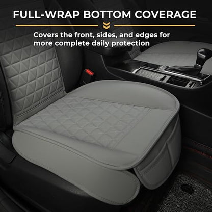 Black Seal 2-Pack Front Car Seat Covers, Faux Leather Seat Bottom Covers with Partial Backrest Protection, Side Wrap Design, Universal Fit for Most Cars, SUVs, Trucks, Vans (Grey) - color: 2-Pack-Grey