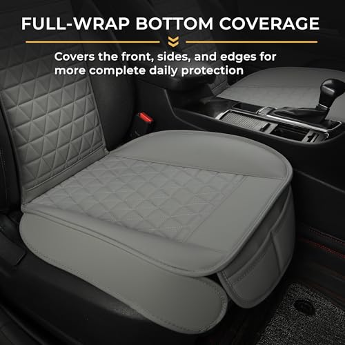 Black Seal 1-Pack Front Car Seat Cover, Faux Leather Seat Bottom Cover with Partial Backrest Protection, Side Wrap Design, Universal Fit for Most Cars, SUVs, Trucks, Vans (Grey) - color: Single-Grey