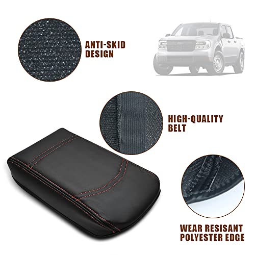 Center Console Armrest Cover Fit for Ford Maverick 2022-2025 2026 Accessories, Comfort Armrest Pad Console Lid Cushion Vegan Leather Regular Thick (Black) - size: 6) 22+ |Maverick| Black, Regular
