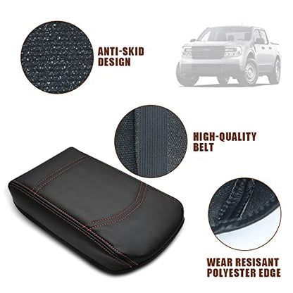 Center Console Armrest Cover Fit for Ford Maverick 2022-2025 2026 Accessories, Comfort Armrest Pad Console Lid Cushion Vegan Leather Regular Thick (Black) - size: 6) 22+ |Maverick| Black, Regular