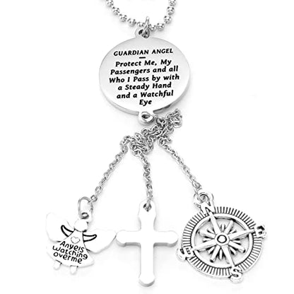 Kivosliviz Rearview Mirror Charms for Decor Women Car Guardian Angel Trucker Hanging for Men Car Rear View Mirror Charm