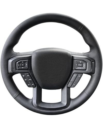 Belinous Leather Steering Wheel Cover Lace Up, Hand-Stitch on Wrap, Steering Wrap Compatible with Ford F-150 2015 2018/Expedition 2018/F-150 Limited 2016/F-Series Super Duty 2017 2020 2022 (W/O Mark) - color: Without Mark, size: Type A3