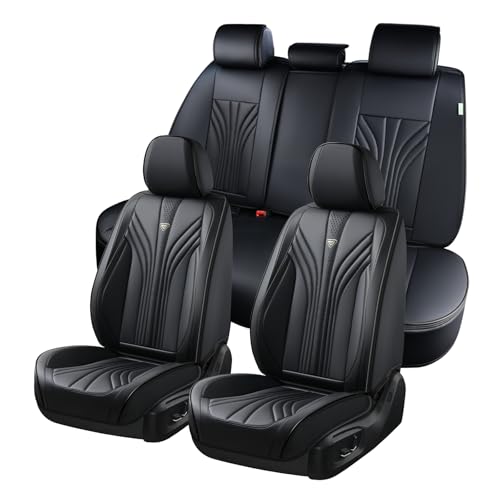 FLORICH Car Seat Covers Full Set, Leather Seat Covers, Luxury 5 Seats Universal Black Seat Covers for Cars, Waterproof Seat Protectors, Leatherette Automotive Vehicle Cover for Cars SUV Pick-up Truck - color: Black, size: Full set