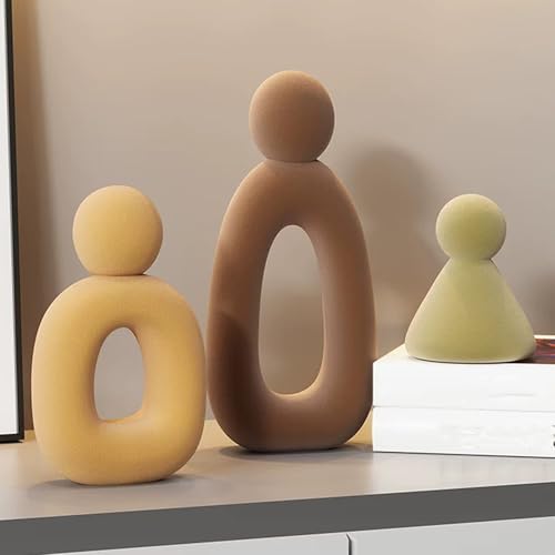 XINXUAN Abstract Three Sculptures - Minimalist Home Decoration, Modern Living Room Character Design, Desktop Decoration, Neutral Resin Art, Meaningful Home Gifts ﻿ (Flocking Color) - color: Flocking Color