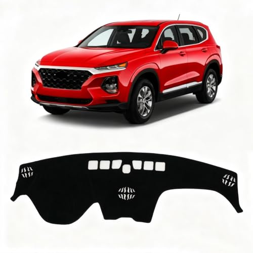 KUST Black Dash Cover for Hyundai Santa Fe 2019 2020 2021 2022 2023 Left Hand Driving Dashboard Cover Polyester Non-Slip Interior Accessories for Santa Fe Sunshade Windshield No Glare - size: Santa Fe 19-23(black)