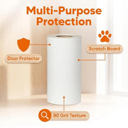 Dog Door Scratch Protector, Self-Adhesive Pet Scratch Pad for Door & Wall, Dog Nail Filing Board Alternative to Nail Clippers, Protects Doors from Scratching 10in x 10ft (White)