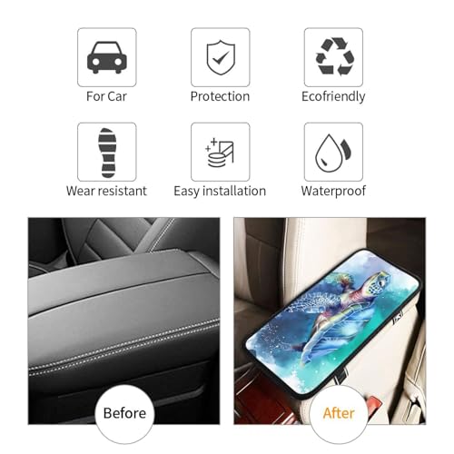 Universal Car Center Console Cushion Pad, Ocean Sea Turtle Green Soft Waterproof Car Center Console Cover Auto Armrest Seat Box Cover Protector for Most Vehicle SUV Truck Car - color: Ocean Sea Turtle Green
