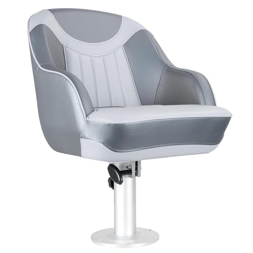 NORTHCAPTAIN Pontoon Boat Seat Captain Bucket Seat with Boat Seat Cover - color: D-Light Grey/Charcoal