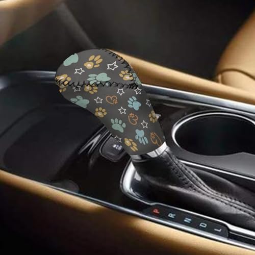AFPANQZ Fashion Car Gear Shift Cover Set of 2 Pieces Universal Fit Most Vehicles SUVs Trucks Dog Paw Print Stretch-On Comfortable Grip Washable Comfortable Grip Swear Absorption - color: Dog Paw
