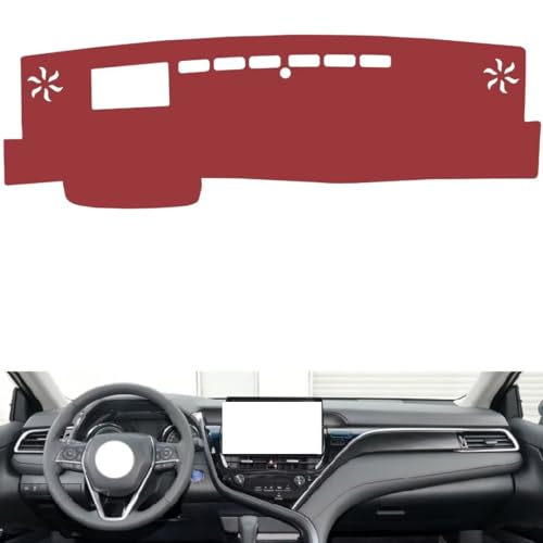 Leather Dash Board Cover mat Compatible with Toyota Camry（HUD） 2021-2023，Sun Protection Dashboard Cover，Car Interior （red） - size: Compatible with Camry（HUD） 2021-2023