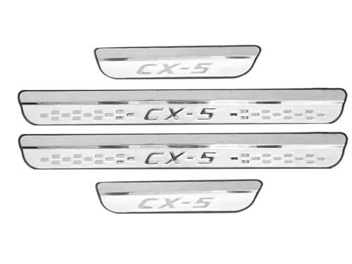 Steel Chrome Door Sill Protector for Mazda CX-5 2026 2025, Honeycomb-Pattern Accessories Plates Cover Auto Interior Accessory Kick Panels Trim Guard