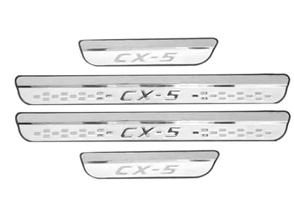 Steel Chrome Door Sill Protector for Mazda CX-5 2026 2025, Honeycomb-Pattern Accessories Plates Cover Auto Interior Accessory Kick Panels Trim Guard