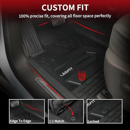 LASFIT Front Floor Mats 2019-2026 for Chevrolet Silverado/GMC Sierra 1500, Crew Cab/Double Cab, 2020-2026 Chevy Silverado/GMC Sierra 2500HD 3500HD, All Weather TPE Floor Liners, 1st Row Only - size: 2019-2026 1500 2500HD 3500HD | Crew Cab/Double Cab