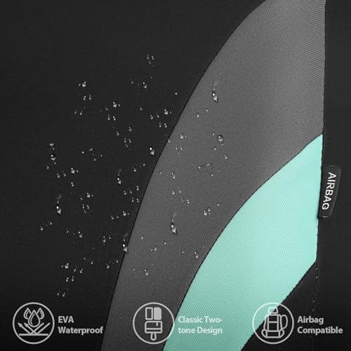 CAR PASS EVA Waterproof Car Seat Covers Full Set, Mint Seat Covers for Cars,Airbag Compatible,Universal Fit Sedans,Vans,SUVs,Trucks (Black and Mint) - color: Black Mint, size: full set