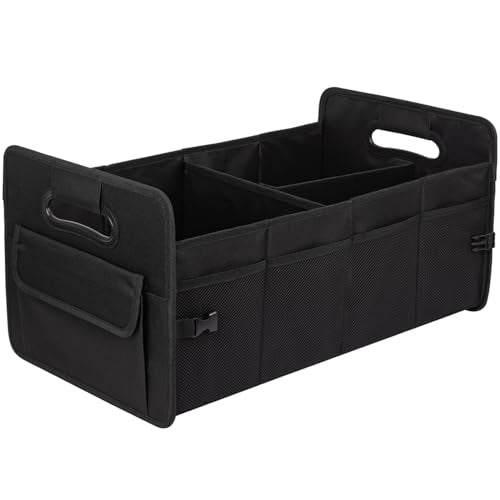 Car Trunk Organizer, Car Organizers and Storage Collapsible Multi Compartment Container Box, Adjustable Car Accessories for SUV Sedan Truck, Standard Size, Black - color: Black, size: Standard