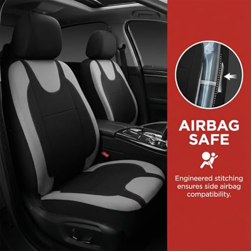 Car Seat Covers Full Set, Split Waterproof Polyester Mesh Vehicle Front and Rear Seat Protectors, All-Weather Automotive Interior Chair Cushion, Universal for Automobile RV Truck (Grey) - color: Grey