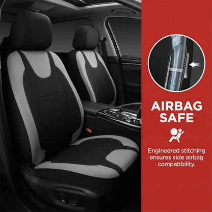 Car Seat Covers Full Set, Split Waterproof Polyester Mesh Vehicle Front and Rear Seat Protectors, All-Weather Automotive Interior Chair Cushion, Universal for Automobile RV Truck (Grey) - color: Grey