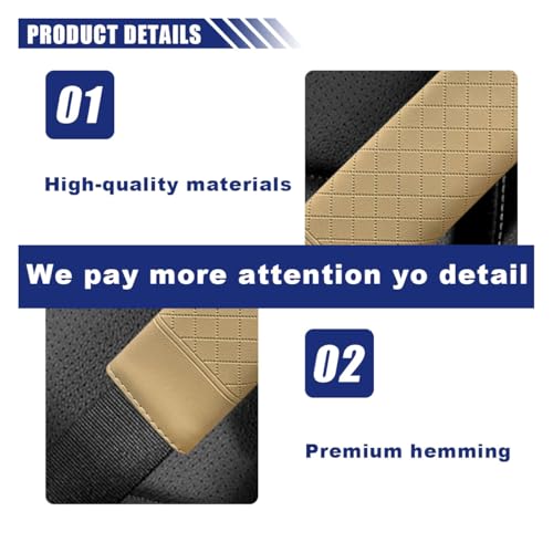 2PCS Car Seat Belt Cover, Soft Seatbelt Cushion for More Comfortable Driving, Leather Shoulder Strap Pad, Safety Breathable Harness Pad Protect Your Neck and Shoulder, Fits Most Cars (Beige) - color: Beige