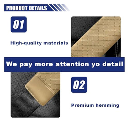2PCS Car Seat Belt Cover, Soft Seatbelt Cushion for More Comfortable Driving, Leather Shoulder Strap Pad, Safety Breathable Harness Pad Protect Your Neck and Shoulder, Fits Most Cars (Beige) - color: Beige