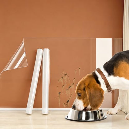Clear Electrostatic Wall Protector, Static Protective Film, Adhesive-Free, No Residue Protection for Behind Trash Cans, Against Dog Scratches, Furniture, Doors, Splashes and Stains (15.78in*9.84ft) - size: 15.78in*9.84ft