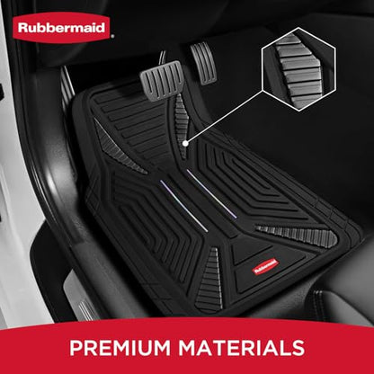 Rubbermaid Car Mat Full Set, Universal Trim-to-Fit Heavy-Duty Car Floor Mats – 4-Piece Set for All Weather Protection – Durable Rubber Mat for Cars, Trucks, SUVs & Vans-Black - color: Black