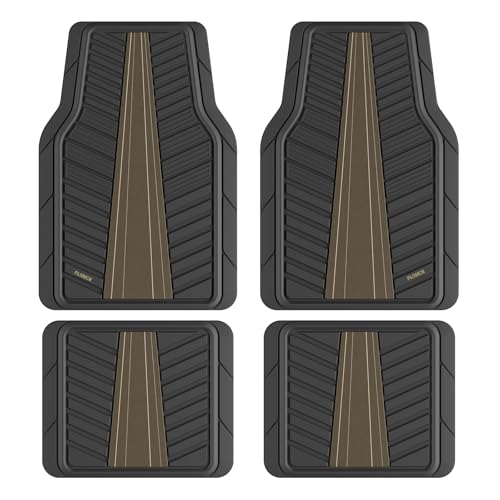 FLORICH Car Floor Mats, Heavy Duty Floor Mats for Cars, 4 Piece All-Weather Floor Mats with Anti-Slip Backing, Waterproof Universal Trim-to-Fit, Automotive Floor Mat for Cars SUV Trucks